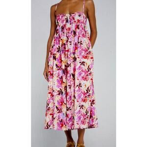 Ulla Johnson Lucille Floral Empire-Waist Dress Azalea Floral Size 14 New